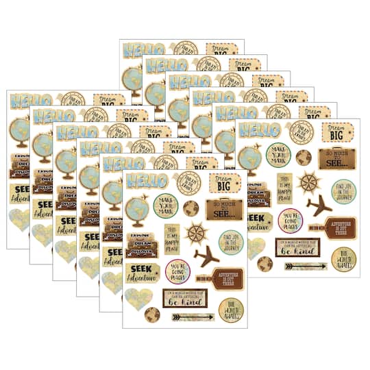 Teacher Created Resources Travel the Map Stickers, 12 Packs of 120